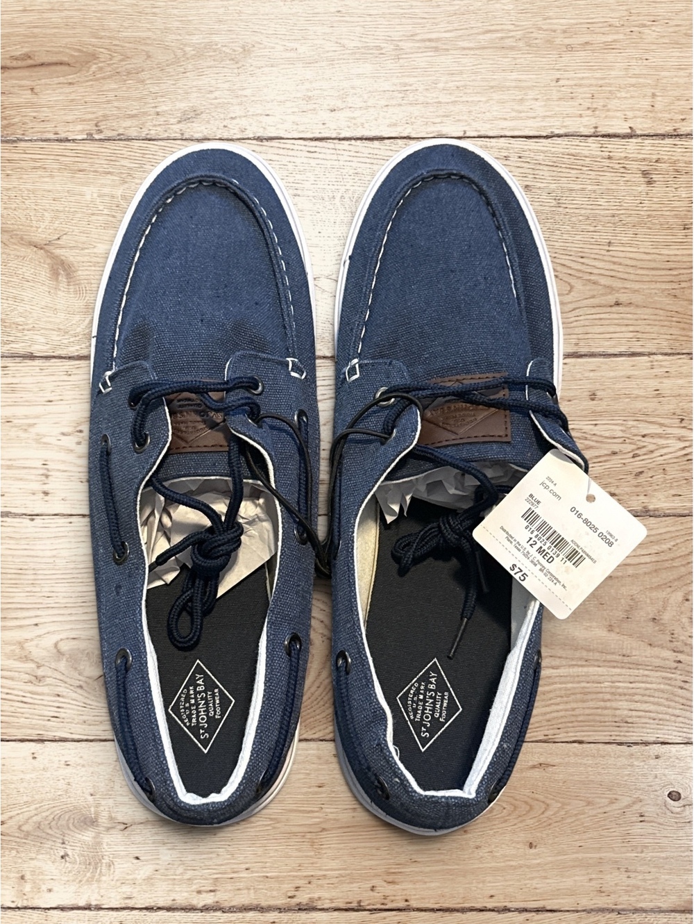 Coastal Preppy St John’s Bay Mens 12M Navy Canvas Boat Shoes NWT